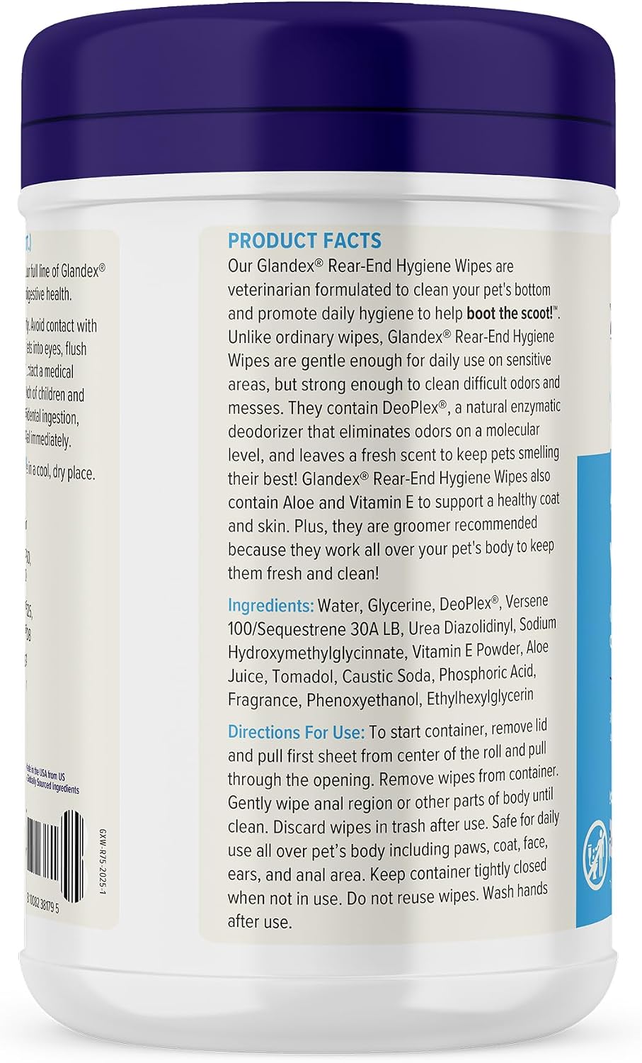 Vetnique Glandex Rear End Wipes for Dogs & Cats, Anal Gland Hygiene & Deodorizing Dog Wipes for Paws and Butt, Boot The Scoot with DeoPlex Enzyme, Aloe & Vitamin E (75ct) - Image 9