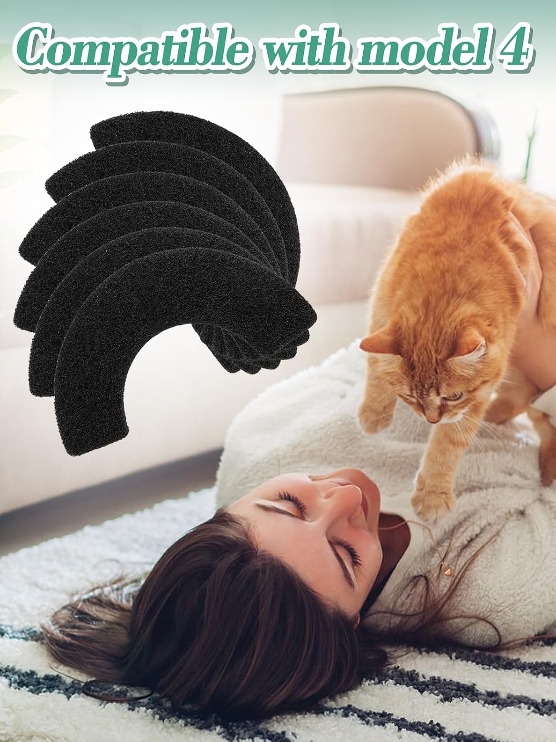 Thickened fiber activated carbon replacement filters displaying the specialized shape tailored for automatic waste drawers.