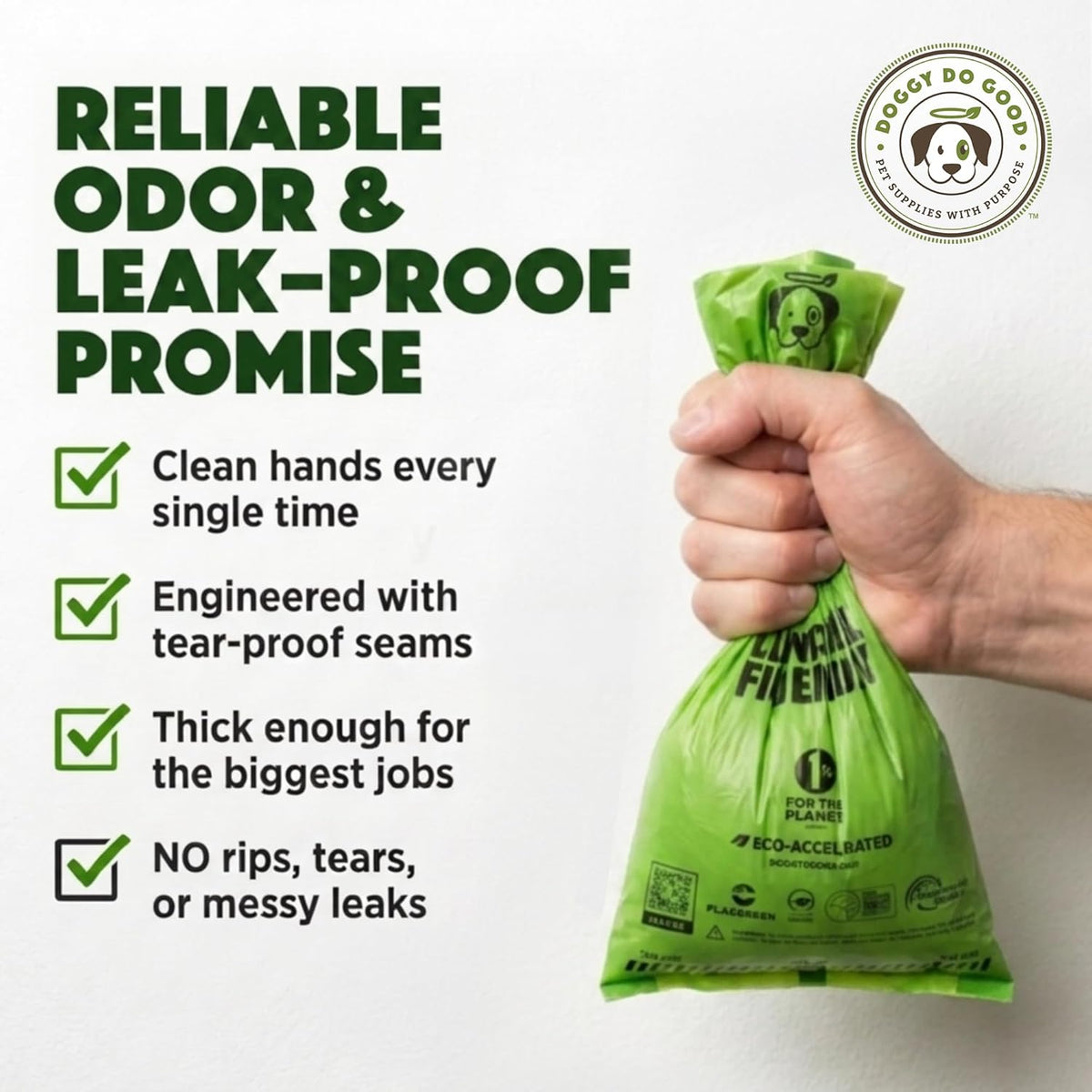 Premium USA imported landfill friendly pet waste bags for responsible dog owners.