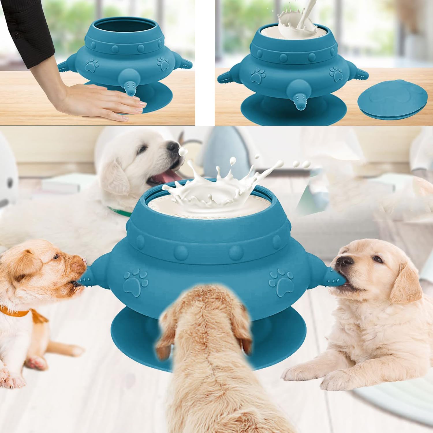 Peninsula Love small pet feeding station navy color view