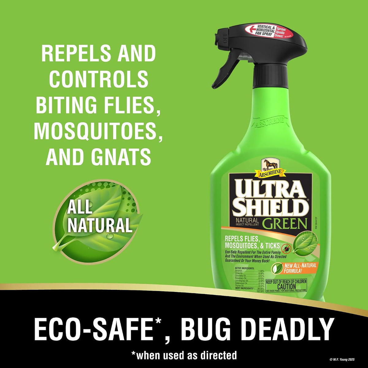 Absorbine UltraShield Green horse and dog safe insect spray branding
