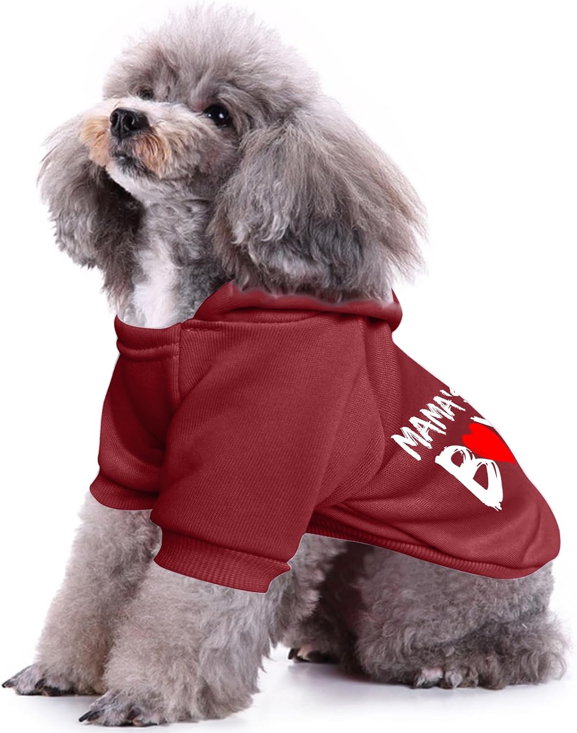 Premium warm cat hoodie for kittens and small breeds in deep red color tone.