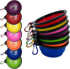 STKBES portable pet bowls shown flattened down into their compact travel shape.