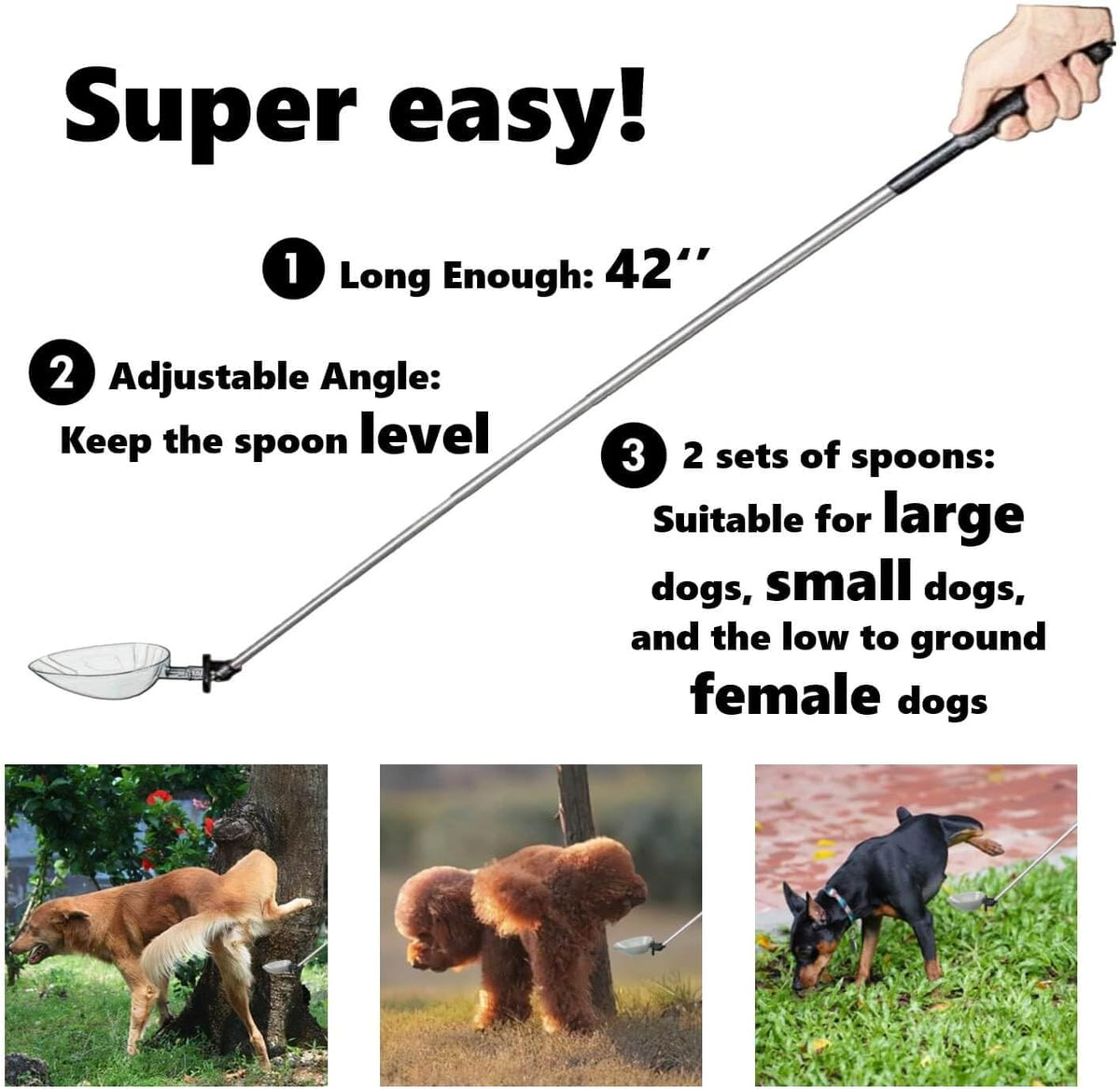 Adjustable angle pet pee catcher stick showing ninety degree rotation mechanism