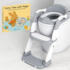 Tivonel 3-in-1 toddler potty training toilet seat front view gray adjustable ladder