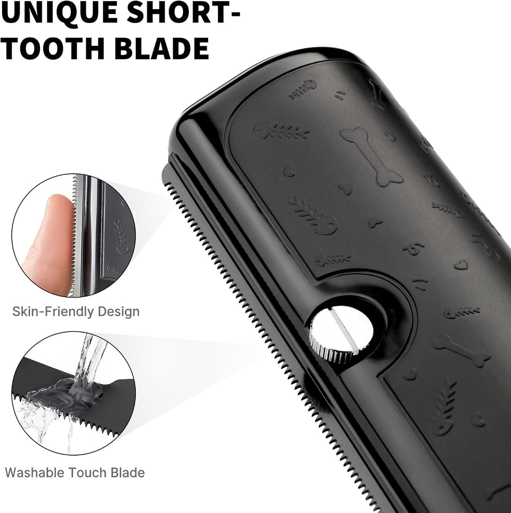 PetPog premium pet shedding blade design with embossed bone patterns