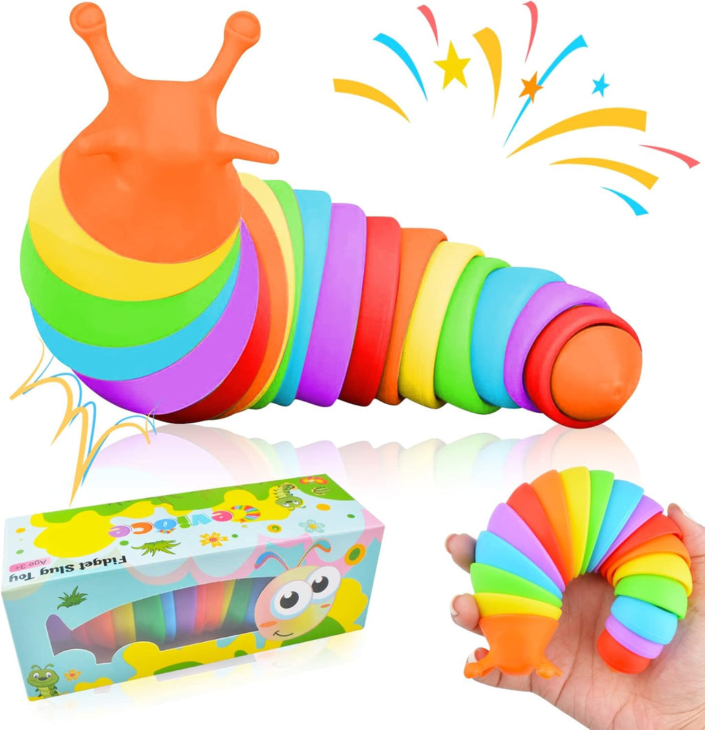 Cevioce Fidget Slug Toy rainbow design front view