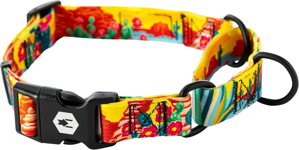 Wolfgang Heavy Duty Martingale Dog Collar with Quick Release Nylon Buckle for Walking & Training, Overland Print, Large - Image 12