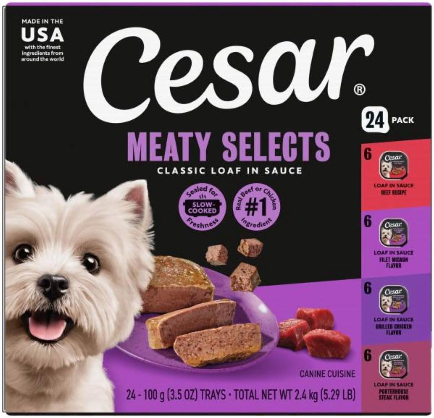 Cesar Wet Dog Food Classic Loaf in Sauce Grilled Chicken, Filet Mignon, Porterhouse Steak, Beef, Chicken & Liver and Turkey Variety Pack 3.5 oz. Easy Peel Trays (36 Count, Pack of 1) - Image 15