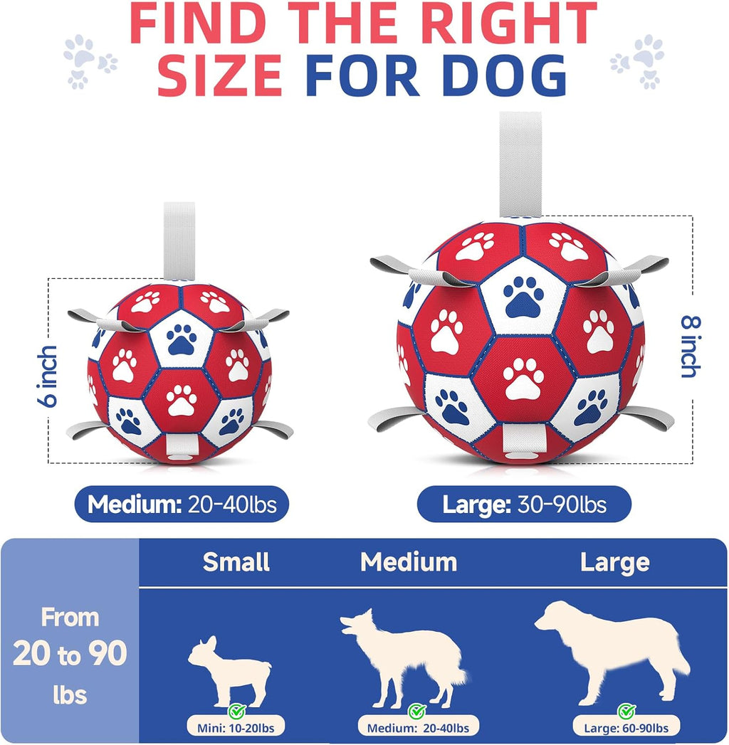 Red Diman 6 inch dog toy ball with nylon handles