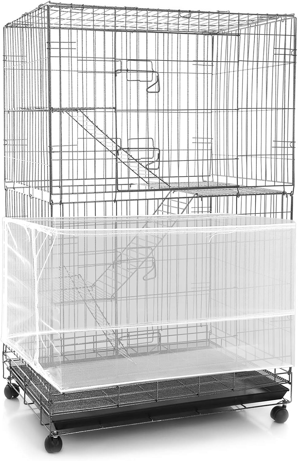 Shappy Large Bird Cage Seed Catcher,Bird Cage Cover Net Skirt Guard,Adjustable Soft Airy Mesh Net for Parrot Parakeet Macaw(118 x 15 Inch/ 300 x 37 cm,Black) - Image 13