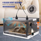 Fifty-five liter capacity veterinary grade pet incubator showing the spacious internal nursing layout.