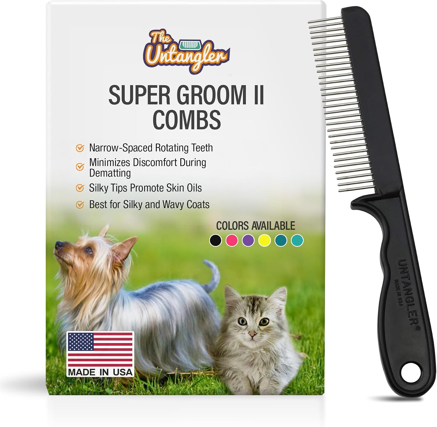 Super-Groom Combs with Smooth Rotating Teeth for Painless Mat Removal (Royal Purple, 22 Coarse-Teeth) - Image 12