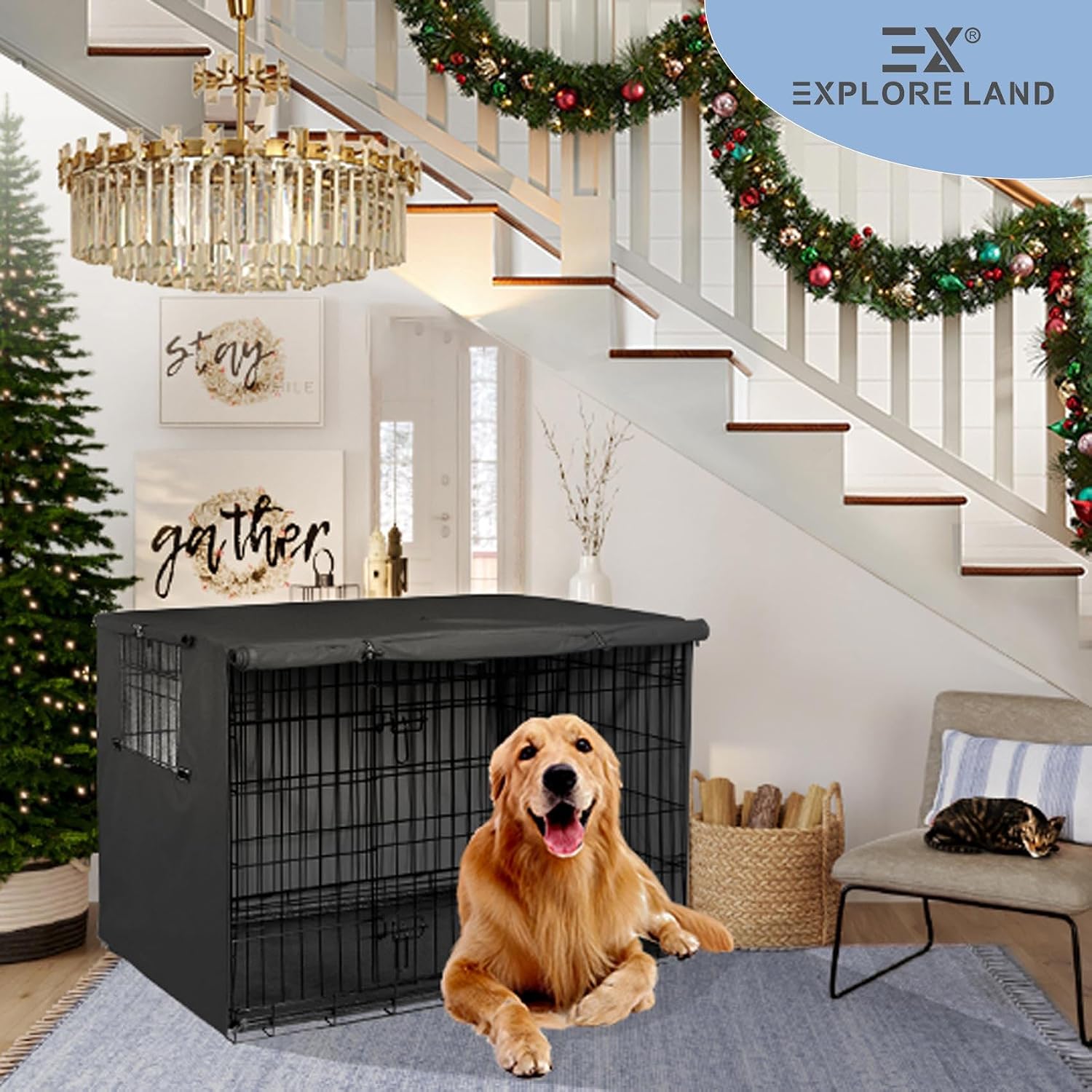 Explore Land premium imported pet kennel sunshade packaging and fabric texture close up