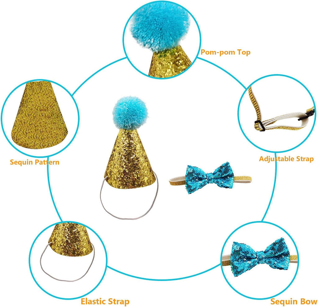 Sparkly blue sequin bow tie for small dogs