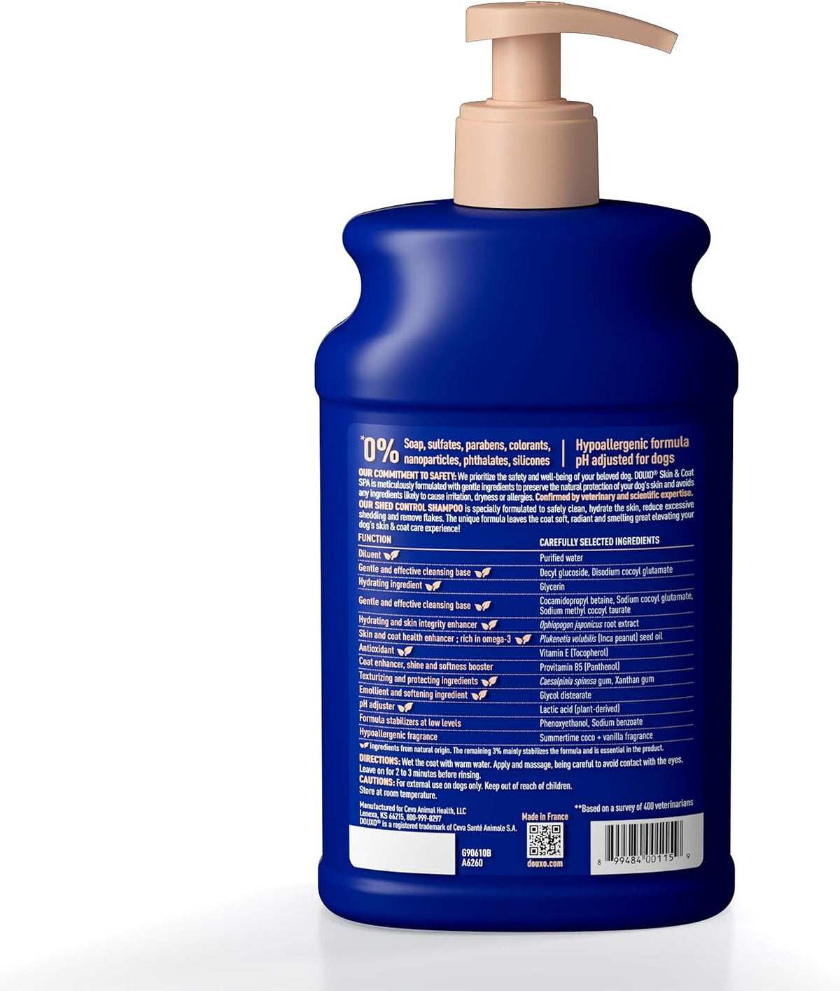 Douxo Spa dog shampoo bottle showing 16 fluid ounces size