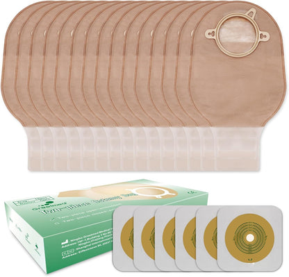 Greetmed Two Piece Ostomy Bag Set front view showcasing drainable pouches and skin barriers