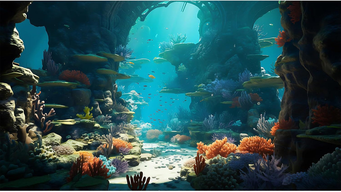 Aquarium Background Under Water Cave with Crystal Terrarium Backdrop Cave Style Rock Sunlight Rays Fish Tank Background Reptile Habitat Backdrop Wallpaper Poster Decor Vinyl 48x24in - Image 12