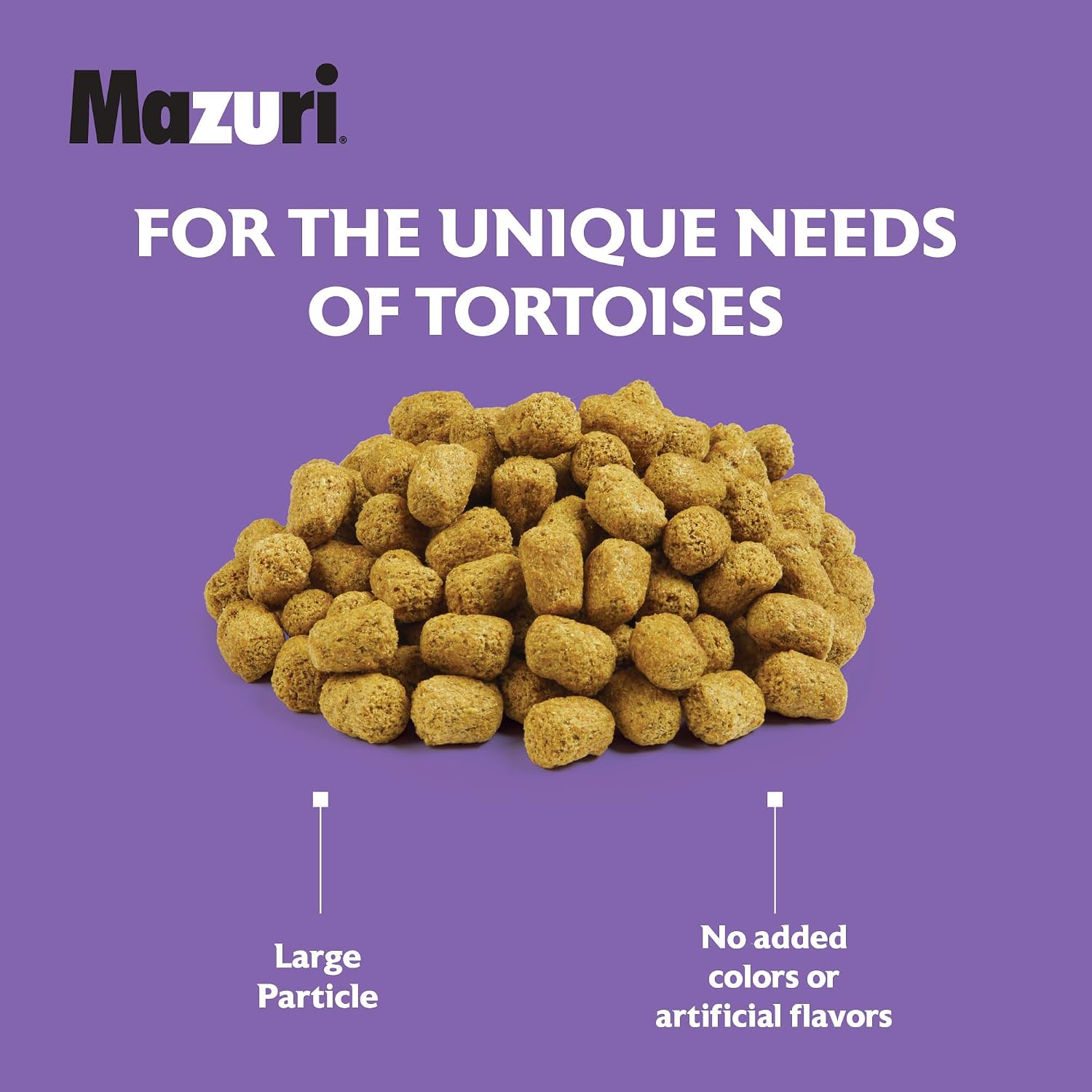 Nutrient rich Mazuri reptile pellets side angle view