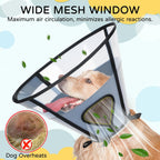 Close up of Reomore transparent dog cone mesh windows