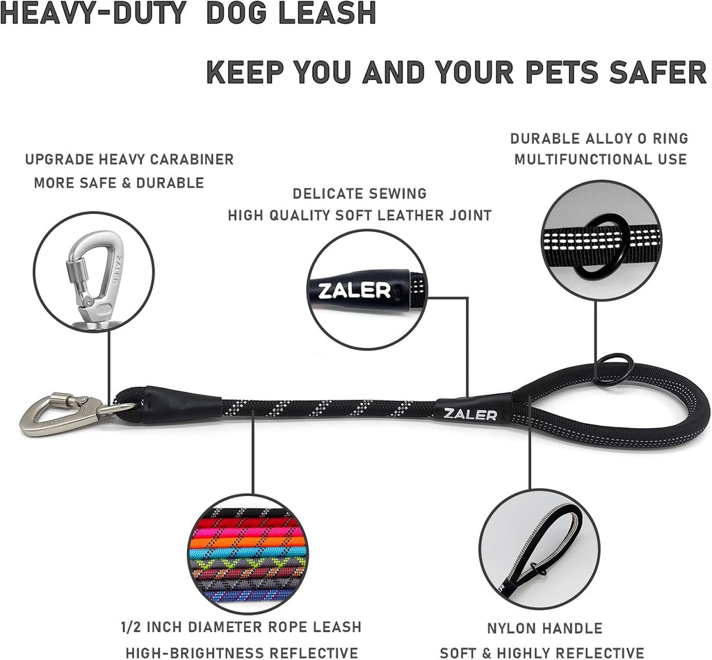 Zaler short dog leash black variant displayed on a clean background
