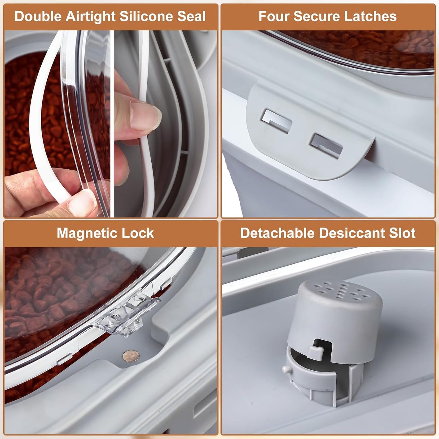 Tiovery airtight container with magnetic flip top open