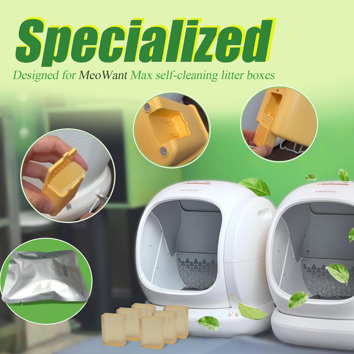 PurifyLogix deodorant gel pack installation in automatic cat toilet compartment