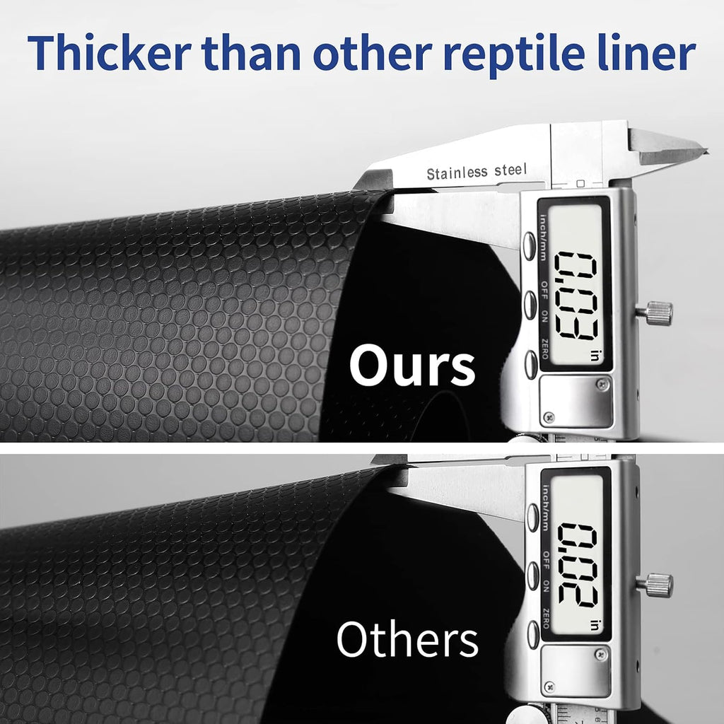 Demonstration of cutting the reptile mat with scissors for custom tank sizing.