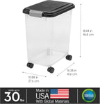 Side profile of IRIS USA storage bin showing wheels