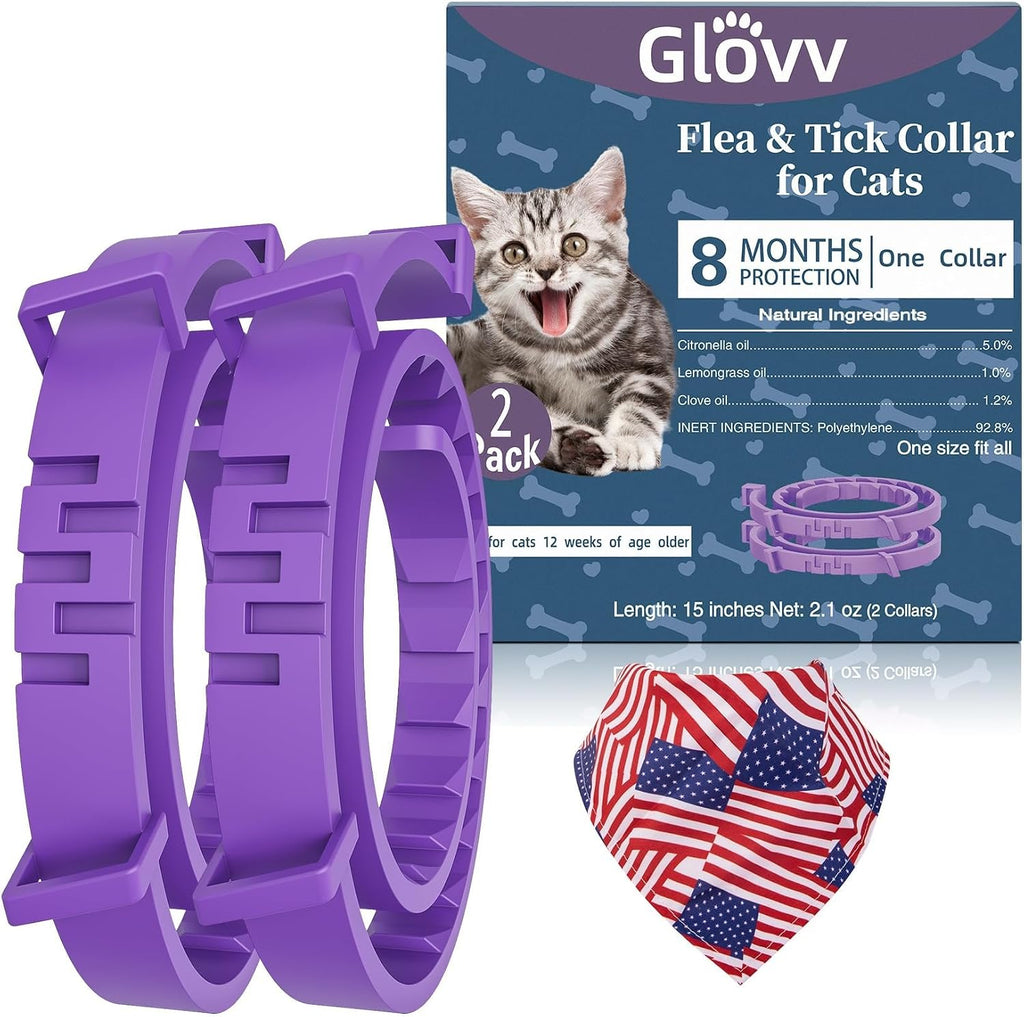 Glovv 2 Pack Flea and Tick Collars for Cats front view package