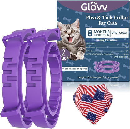 Glovv 2 Pack Flea and Tick Collars for Cats front view package