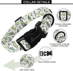 Aring Pet cotton dog collar with green dinosaur print