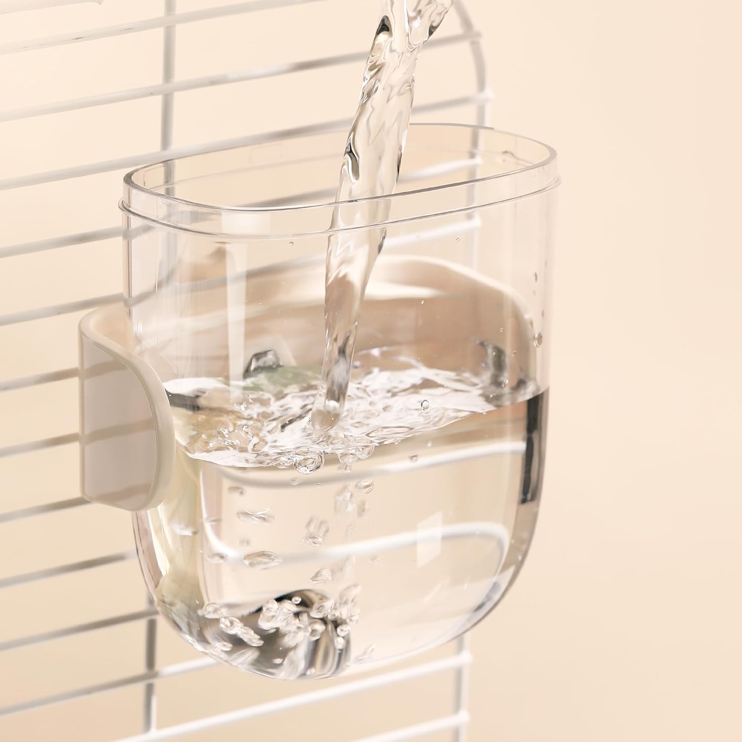 Leak-Proof & Chew-Proof Hanging Water Dispenser No Drip for Birds, Chinchillas, Guinea Pigs, Ferrets, Rats, Rabbits, Bunnies, Parrots, Squirrels, and Other Small Animals - Beige, 12oz - Image 4