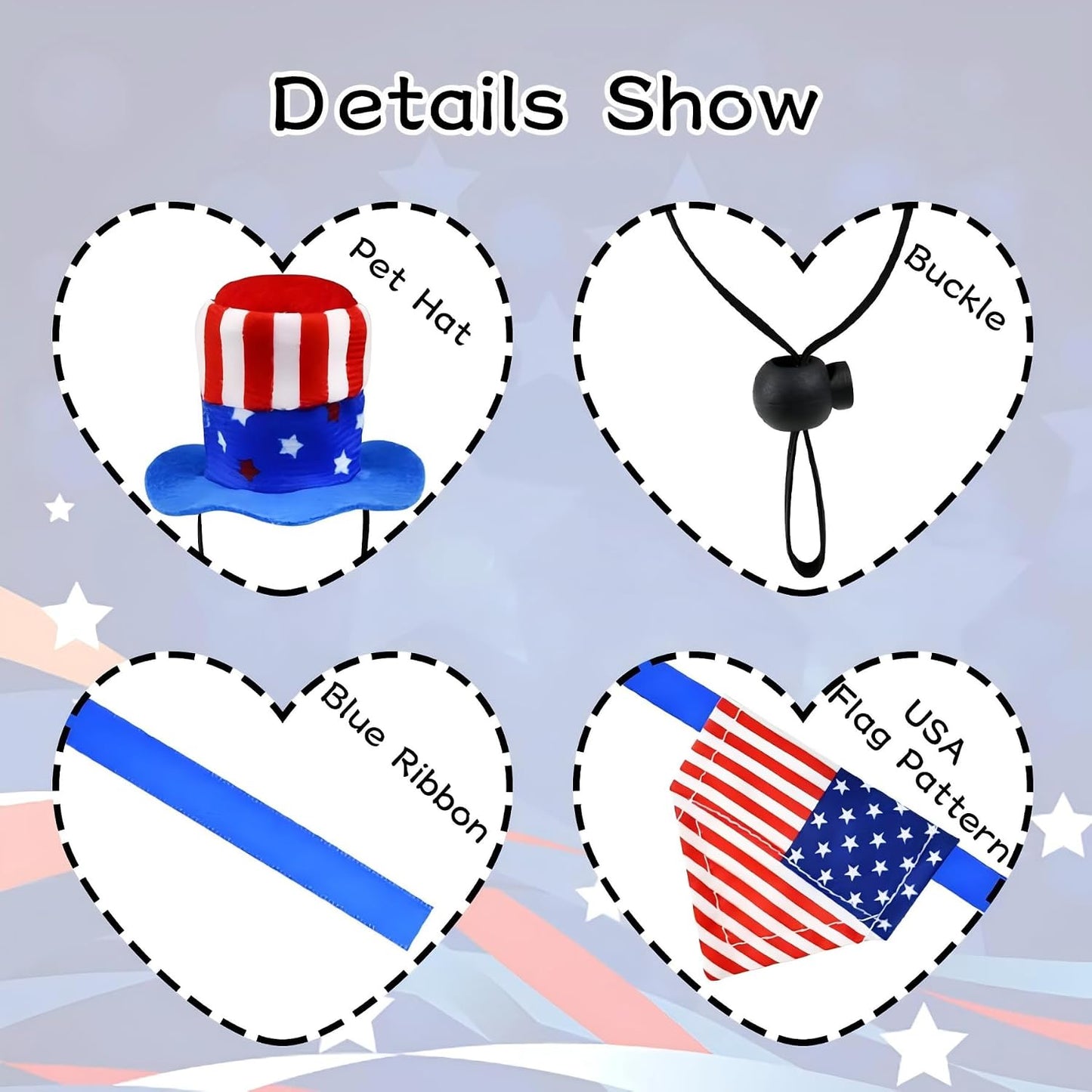 ZIOU Fourth of July patriotic Uncle Sam hat and American flag bandana for hamsters