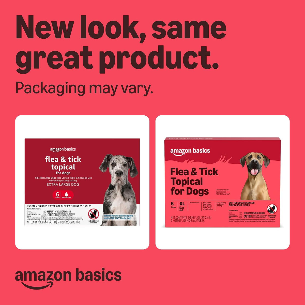 Amazon Basics flea and tick control applicator tubes showing secure monthly dosage design.
