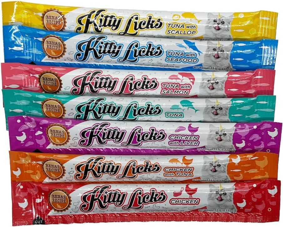 Seven different flavor variations of Rena's Recipe Kitty Licks