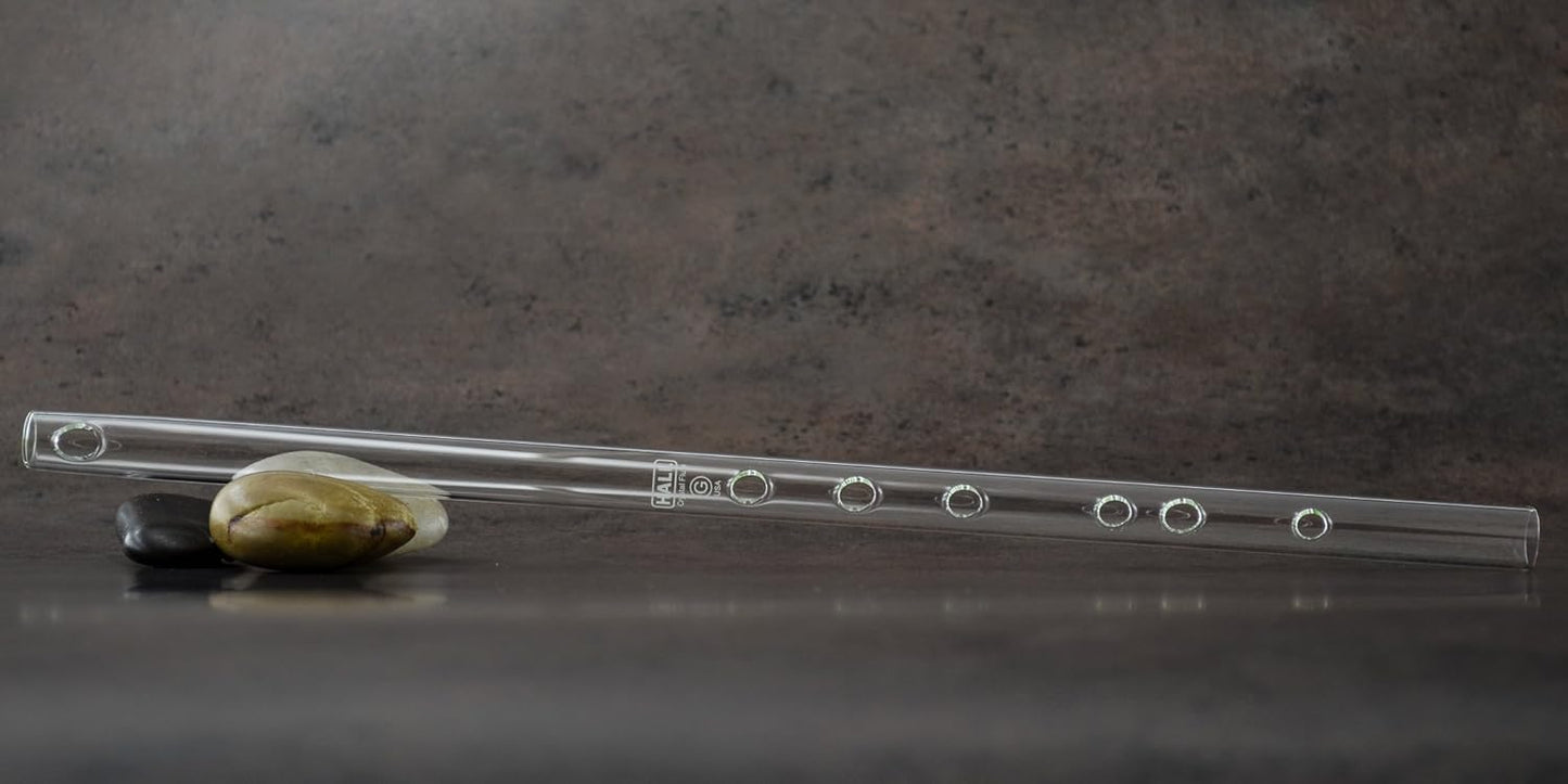 Side profile view displaying the elegant Boehm taper construction of the glass instrument