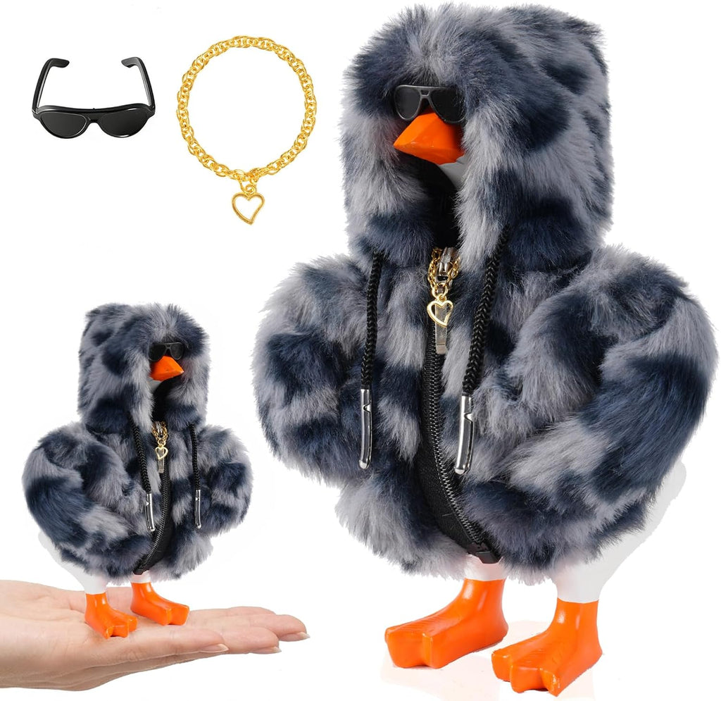 7inch Desk Goose Outfits, Desktop Goose Clothes with Sunglasses & Necklaces, Plush Hoodie Set for Magnetic Goose Statue - Image 14