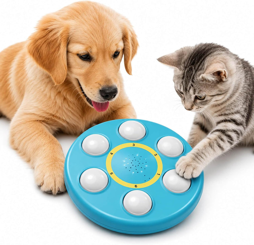 Set of 4 Small Voice Recording Buttons, Loud Clear Dog Cat Recorder for Animal Communication, Blue Pet Training Talking Buzzer, Rechargeable 30s Record & Playback Starter Set for Home Office - Image 10