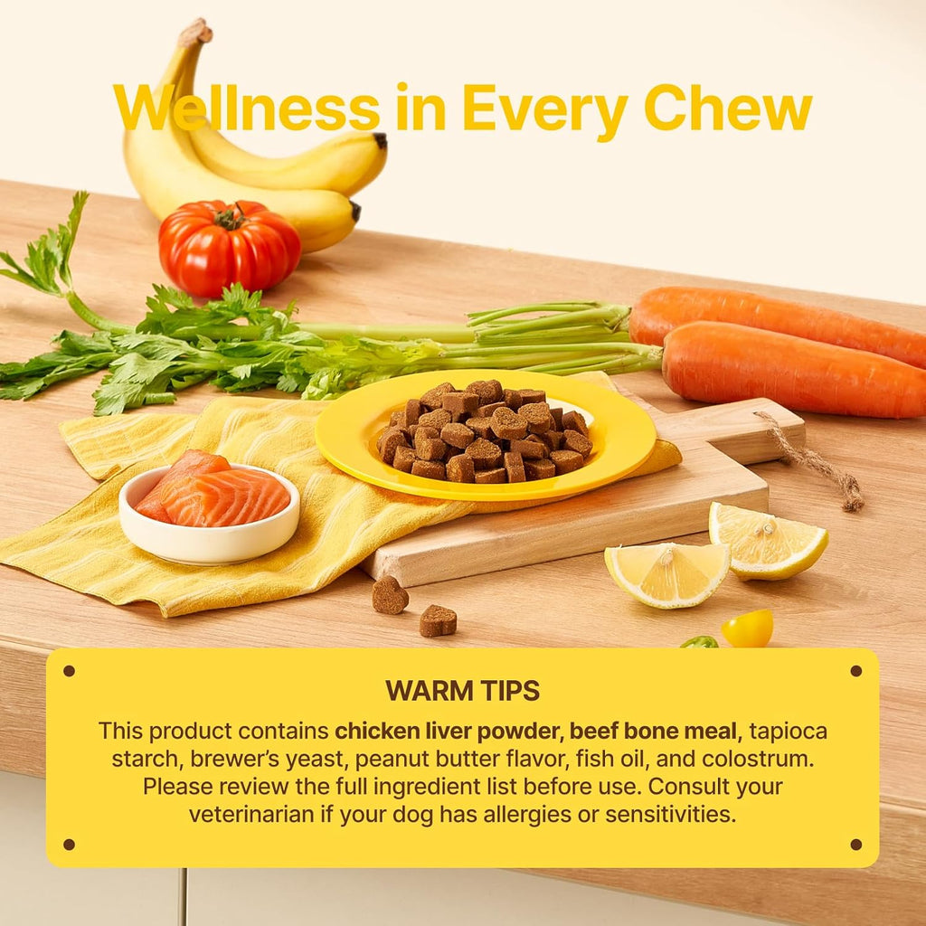 PENPEN dog itch relief chews back label with nutritional ingredients