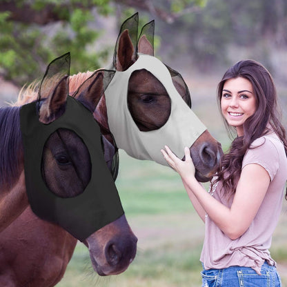 Weewooday 2 Pcs Horse Fly Mask with Ears, Soft Stretchy Horses Face Masks for Flies, Breathable Mesh Eye Cover, UV Protection Horse Masks for Pasture, Barn, Turnout(L,Purple, Pink) - Image 10