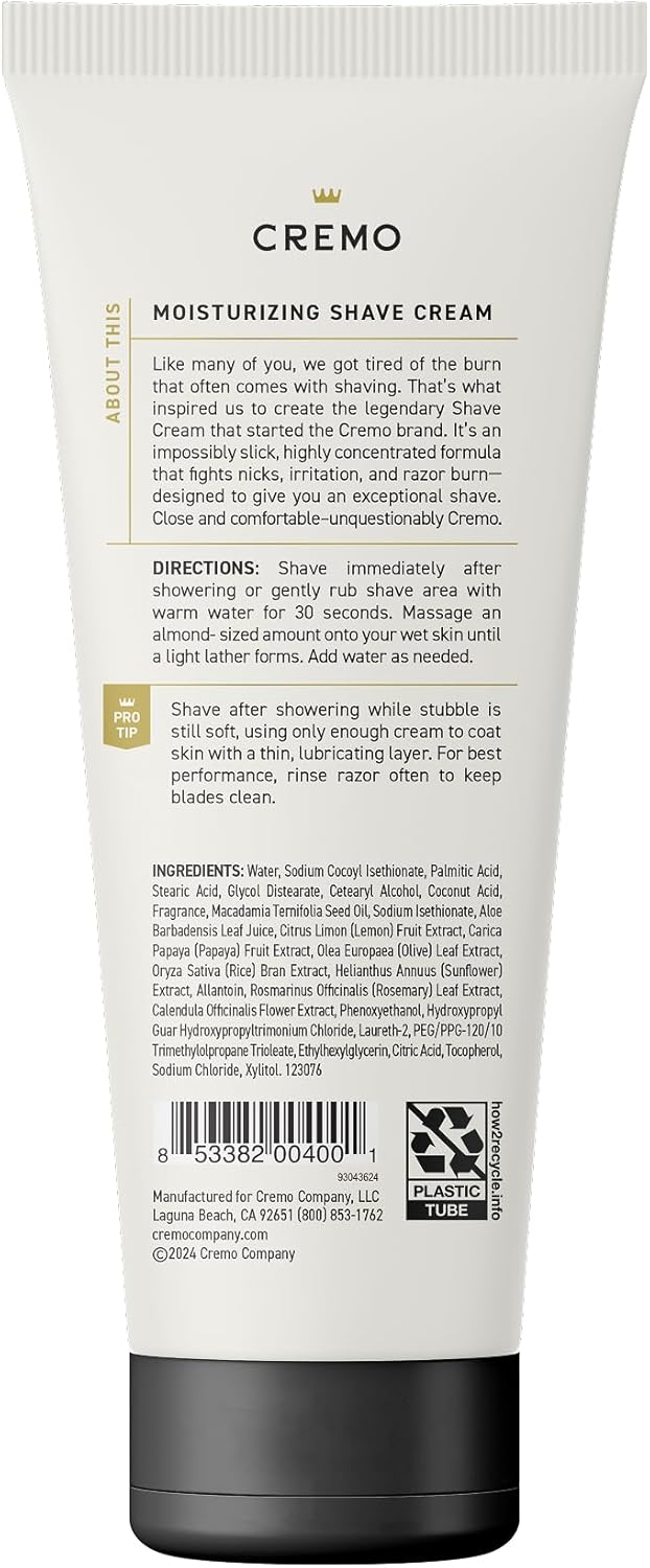 Foam free grooming cream with macadamia oil and aloe vera extract