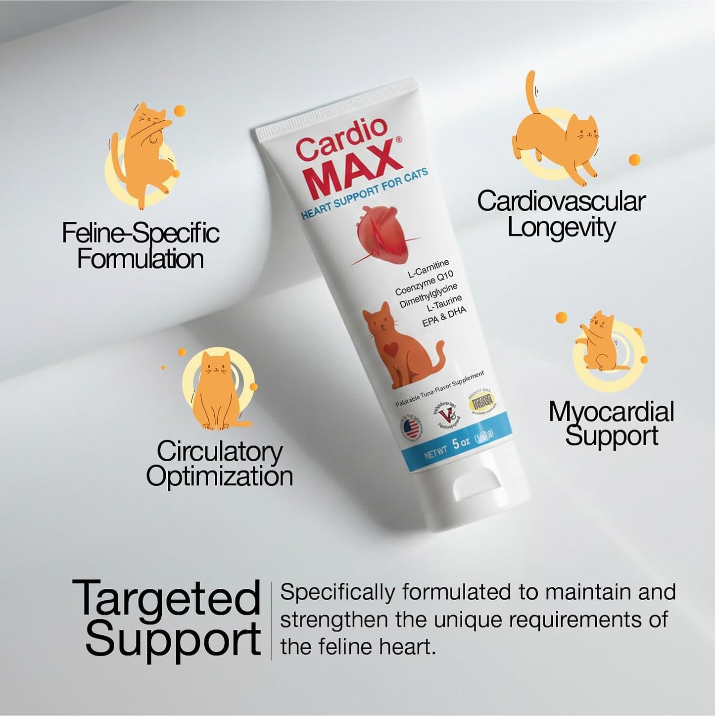 Cat being given Fera Pets cardiovascular support gel
