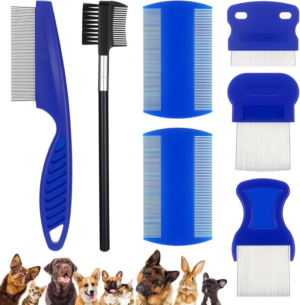 InnoHHustle 7 Pack Stainless Steel Pet Grooming Comb Set front view