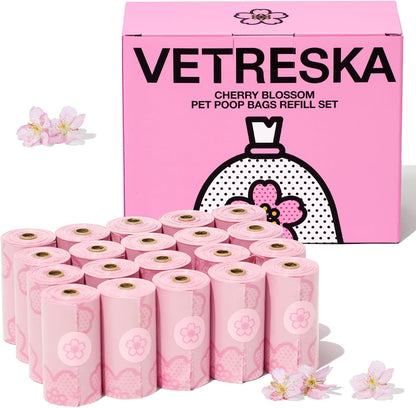 VETRESKA Dog Poop Bag Dispenser with Cherry Blossom Scented Poop Bags, Leak Proof and Extra Thick Pet Waste Bags, 1 Poop Bag Holder and 105 Bags for Dog Walking and Cats Litter, Pink - Image 12