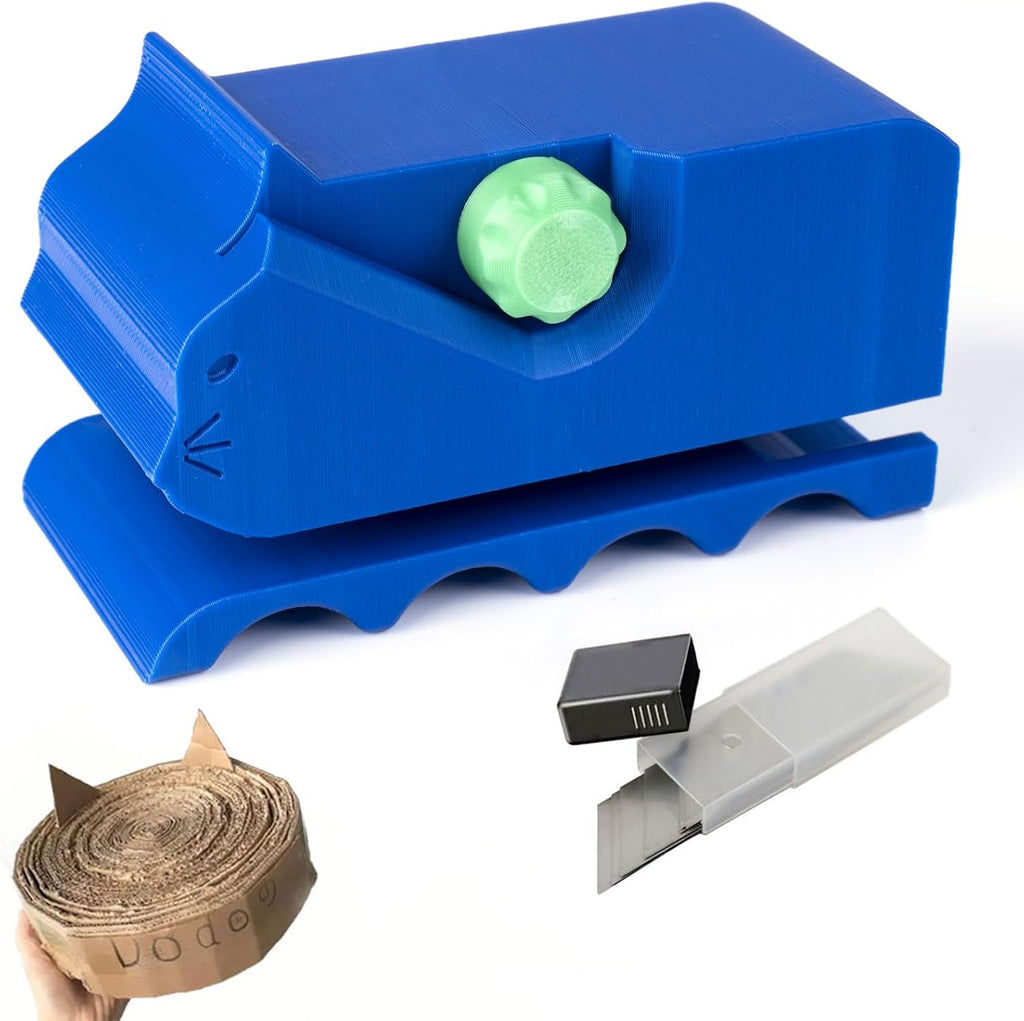 Cardboard Cutter for Cat Scratchers with 10pcs Blade,3D Printed Card Board Cutter Kids DIY Cat Scratchers Cardboard Strip Tool Machine for Cat Lovers (Light Blue) - Image 9