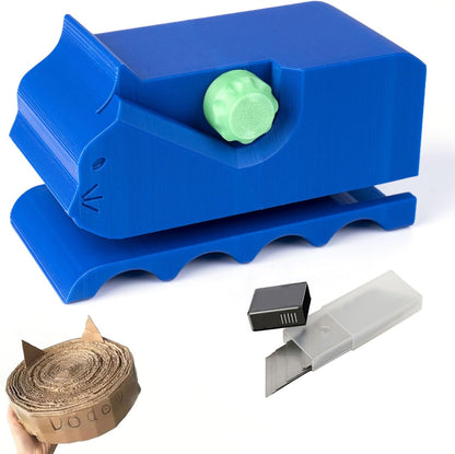 Cardboard Cutter for Cat Scratchers with 10pcs Blade,3D Printed Card Board Cutter Kids DIY Cat Scratchers Cardboard Strip Tool Machine for Cat Lovers (Light Blue) - Image 9