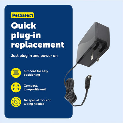 Detailed view of the power adaptor cord length and wall plug design