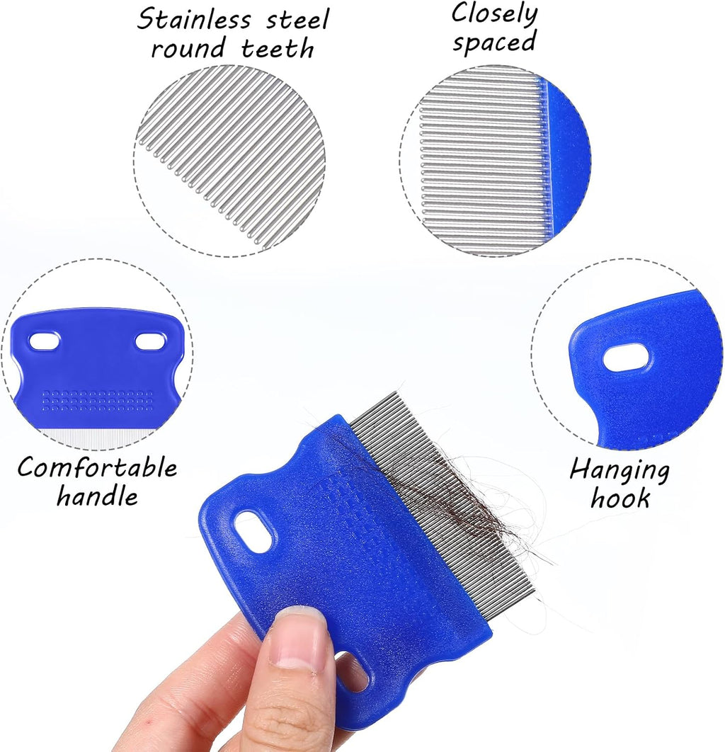 Set of six multicolored pet flea and lice removal combs for small pets
