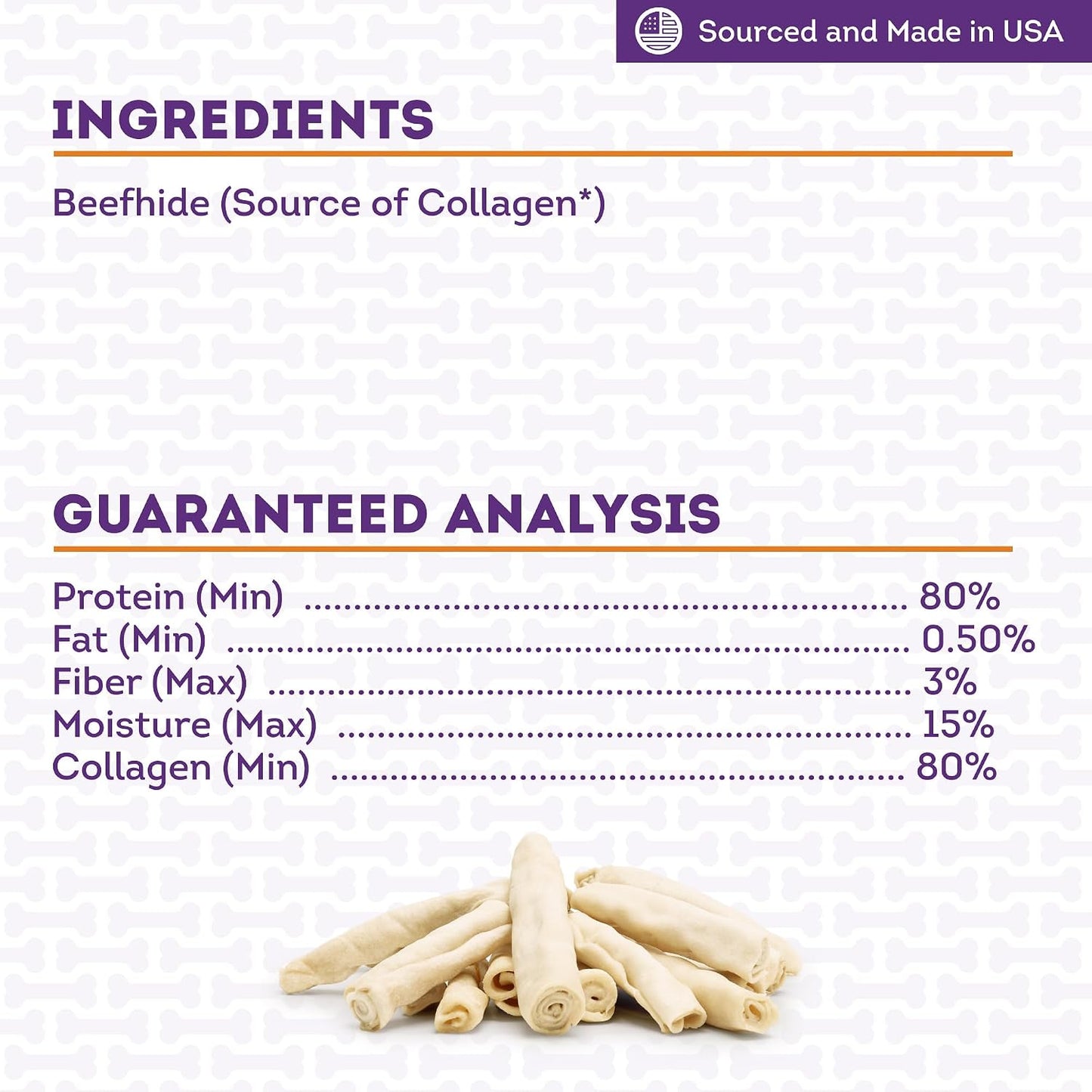 Digestible American beefhide collagen rolls for canine dental health